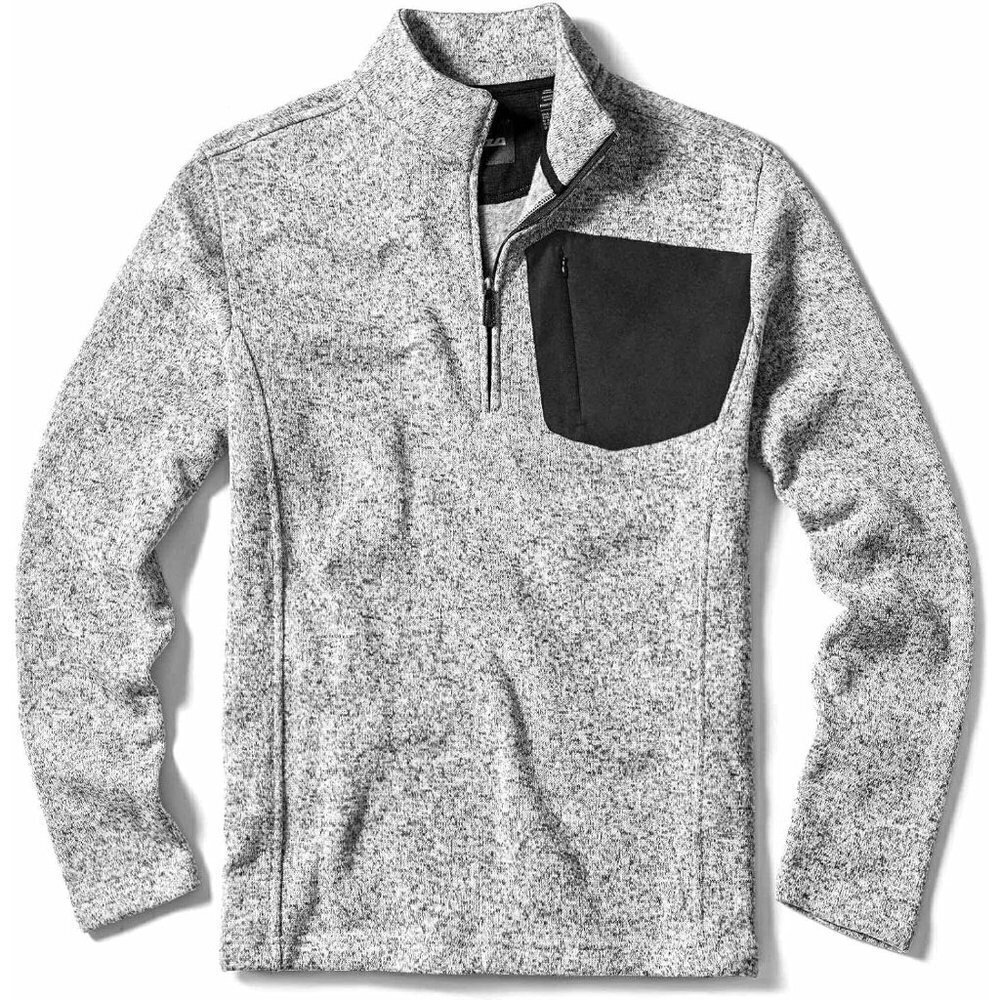 Men's Quarter Zip Thermal Fleece Lined Sweater Lightweight Pullover Sweatshirt